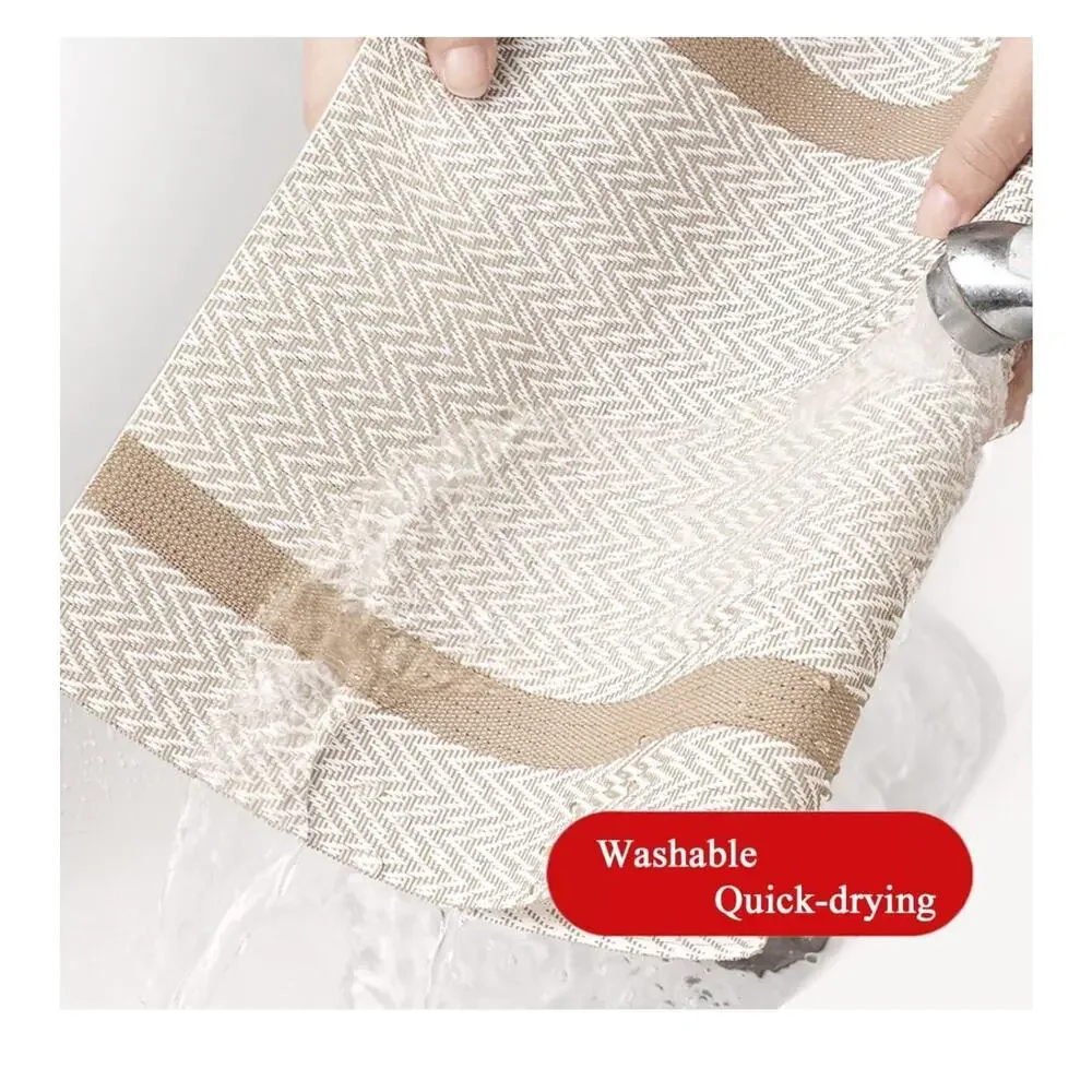 Set Of 4 Dining Table Mats Washable Vinyl Placemats White Woven‎ Texture Gold